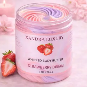 Strawberry Dream Whipped Body Butter – Ultra Moisturizing Shea & Mango Butter Cream | Handmade Body Butter | Xandra Luxury