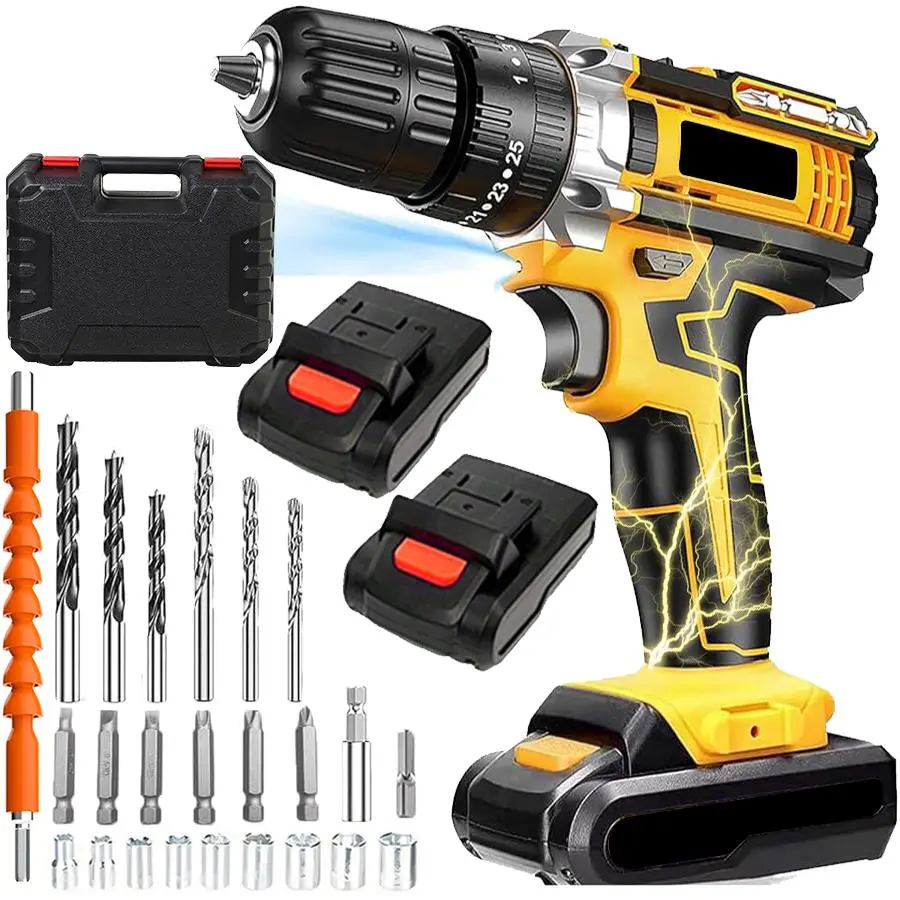 Cordless Drill Tool Set  21V Electric Power Drill with 1.5AhLithium-ion Battery and Charger–USB/Type-C Rechargeable, Portable, All-in-One DIY & Home Toolbox Kit. Halloween/Thanksgiving/Christmas—The Best Choice for Gifts