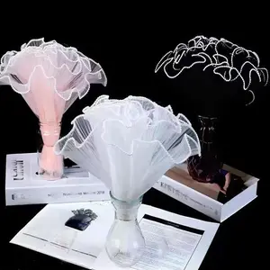 Floral Gift Wrap Paper, Holiday Present Pearl Wave Net Fabric, Bouquet Floral Craft Edge Cloth, Handmade Flower Accessories, Elegant Packaging, Customizable Gift