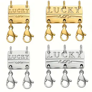 Lucky Charm Stainless Steel Multi-Strand Layered Clasp - Versatile Jewelry Clasp for Necklaces, Bracelets, Bags & More - Symbolic Lucky Charm with Golden-Tone Finish, Bag Accessory|Goldentone Finish|Durable Clasp, Jewelry Accessories