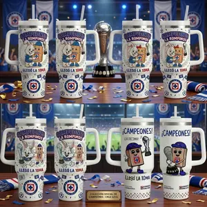 Cruz Azul Champion Meme Tumbler 20oz 40oz, Funny Football Supporter Travel Mug, Soccer Fan Drinkware Gift, Insulated Cup With Straw Handle