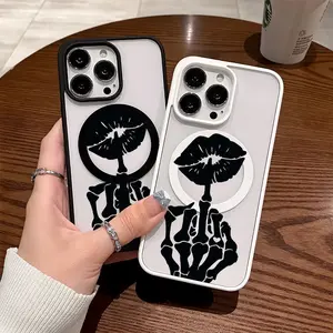 Premium Magnetic Phone Cases for iPhone11/12/13/14/15/16//17/Air/promax/Plus Skull Hand Lip Tattoo y2k cased MagSafe Ready, Anti-Fall, Springtok and Ultra-Thin Design |     Perfect for Everyday Use Protector Screen Protector Aesthetic Resistance