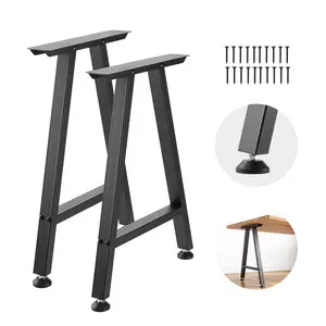 VEVOR Table Legs, 29.1" H x 21.7" W Trapezoid Steel Furniture Legs, Modular Design, Easy Assembly, 2204 lbs Max Load Heavy Duty, Ideal for Home Office Desk, Coffee Dinner Bar Tables,Set of 2, Black