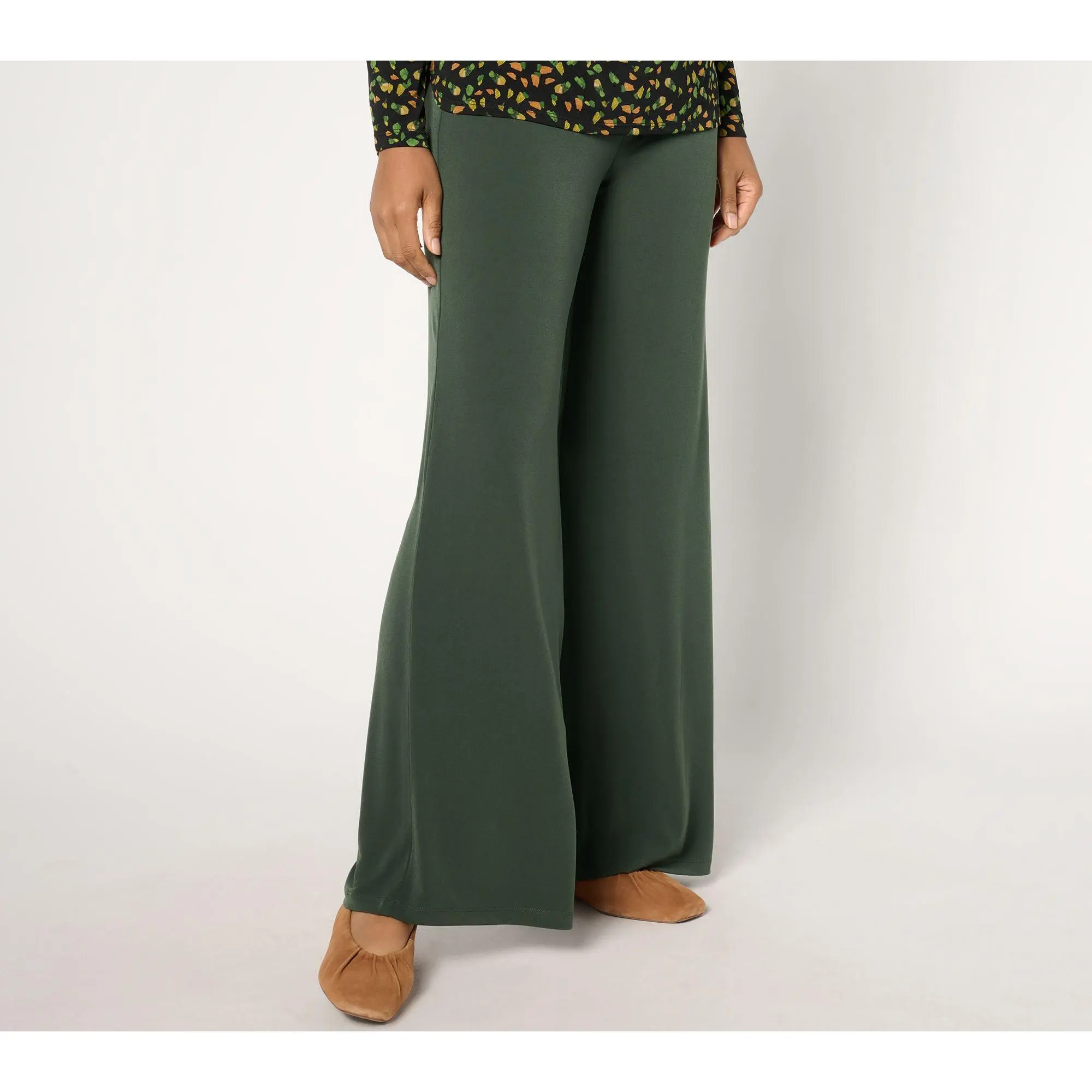 Susan Graver Modern Essential Pet Liquid Knit Wide-Leg Pants