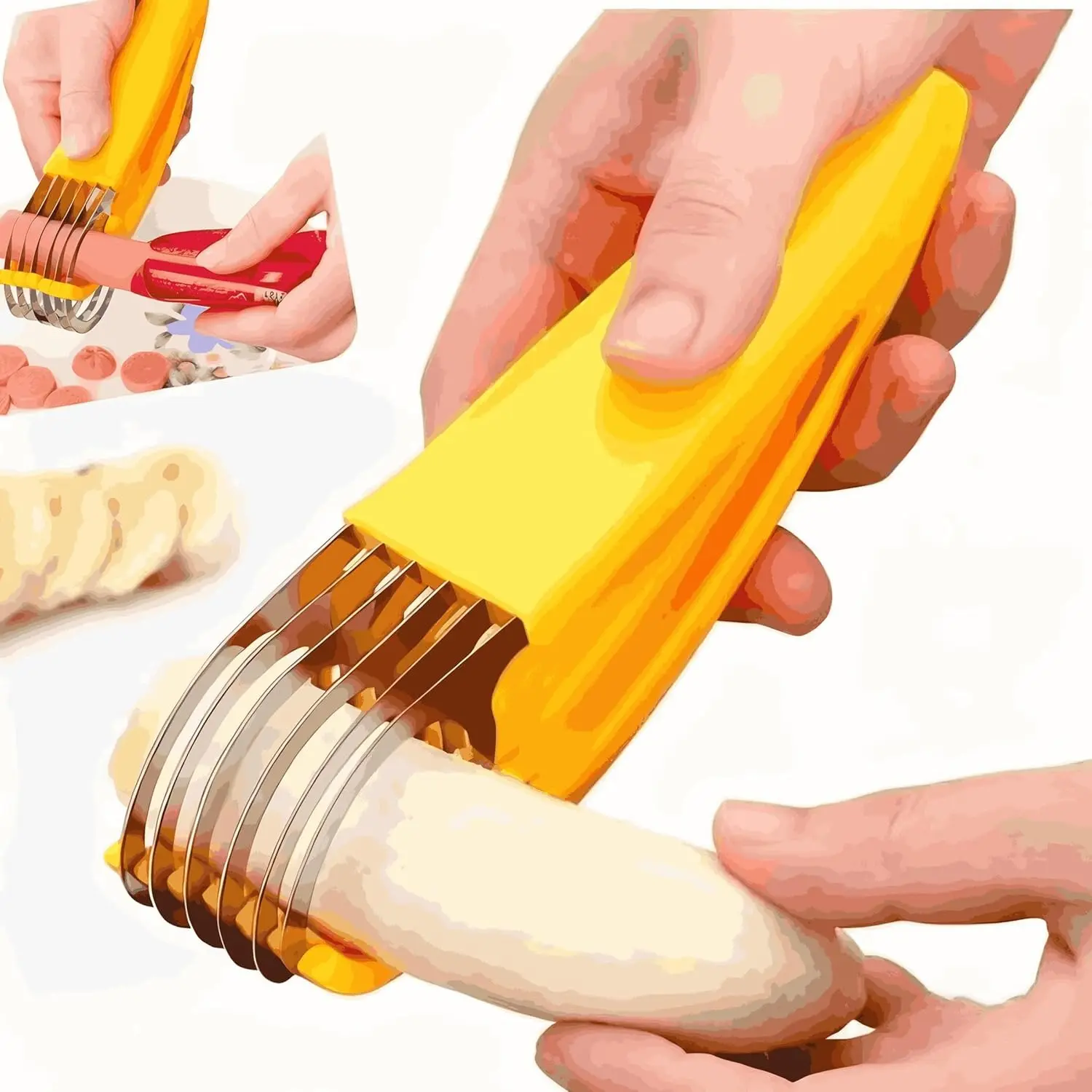 Generic Banana Fruit Cutter Slicer Chopper for Kitchen Tools, Plastic Fruit Salad Strawberry Grapes Peeler Cutter, Chopper Pack of 1