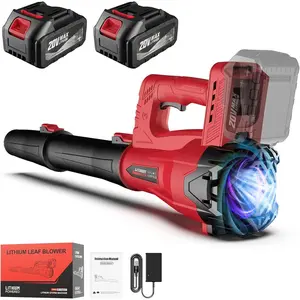 Leaf Blower Cordless with 2 x 4.0Ah  and Charger, 160MPH/580CFM High Power Lightweight Handheld Electric Leaf Blower with 2 Extended Tubes for Lawn,Yard Garden, Leaves, Dust, Snow Care (Red)