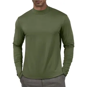 Men's Fashion Shirts Long Sleeve Mock Turtleneck T-Shirts Casual Thermal Undershirt Tops Menswear Thin Basic Comfy