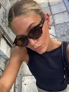 Women's Oval Frame Fashion Glasses, Trendy Casual Stylish Glasses for Everyday Use, Fashion Accessories for Outdoor Activities, Trendy Beach Eyewear