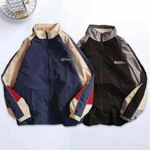 Korean varsity jacket for men and women, high street patchwork letter print windbreaker coats, thin fashion college jackets for spring/summer