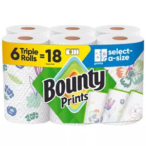 Bounty Printed Select-A-Size Paper Towels - 6 Triple Rolls - 2Ply - 123 Sheets