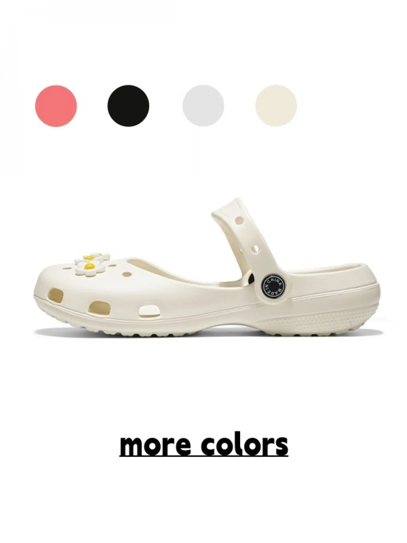 Women's Anti-Slip Breathable Holey Shoes, Non Slip Design, Daisy Decoration Sandals, Home Bathroom, Rainy Day, Beach, Casual Summer Footwear