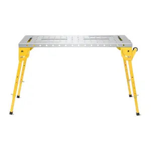 GARVEE 46x18 Inch Heavy Duty Welding Table with 500LBS Capacity, Folding Workbench on Wheels, 3 Adjustable Tilt Angles, Portable Fabrication Table Featuring 1.1x22 Inch Slots for Garage, Shop, Home Workshop