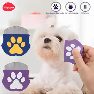 [Hipipet] Cat and dog flea comb, hair removal tool, insect removal brush, hair remover, professional pet tear stain remover, curved comb, suitable for small, medium and large pets