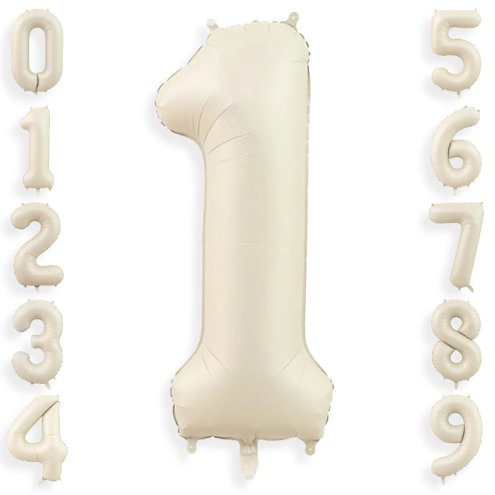 40 Inch Cream White 1 Balloon, Large Foil Helium Number 1 Balloon for 1st Birthday Party Decoration