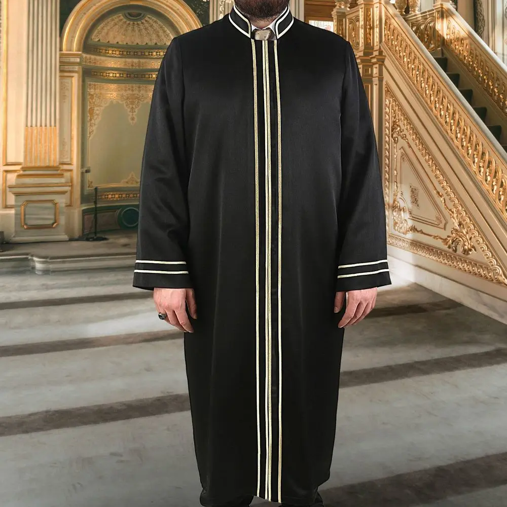 Men's Formal Floor Length Burgundy Cotton Islamic Thobe - Lightweight, Long Sleeve, Crew Neck, 6 Metal Snaps, Low-Temp Steam Ironed, Cold Wash Only, No Machine Dry, for Ramadan, Imams, Galabia Prayer Robe, Embroidery, Wedding, Wrinkle-Free Fabric, Steam I