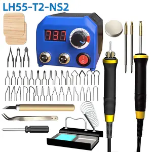 LH55-T2-NS2 Wood Burner kit Wood Burning Tool Pen 200~750℃, Wood Burning kit with Digital Thermometer Temperature Adjustable Temperature, 2 pyrographic Wood Burning pens, 36 pen tips