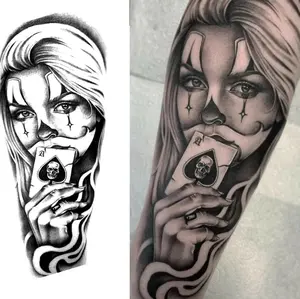 Semi-Permanent Temporary Tattoo -Poker Clown traditional tattoo designs