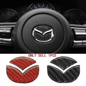 Mazda Steering Wheel Logo Sticker 4.5cm 2.5cm Red Black Carbon Fiber Epoxy Decal Anti Scratch Interior Modification Accessories Fits All Mazda Models