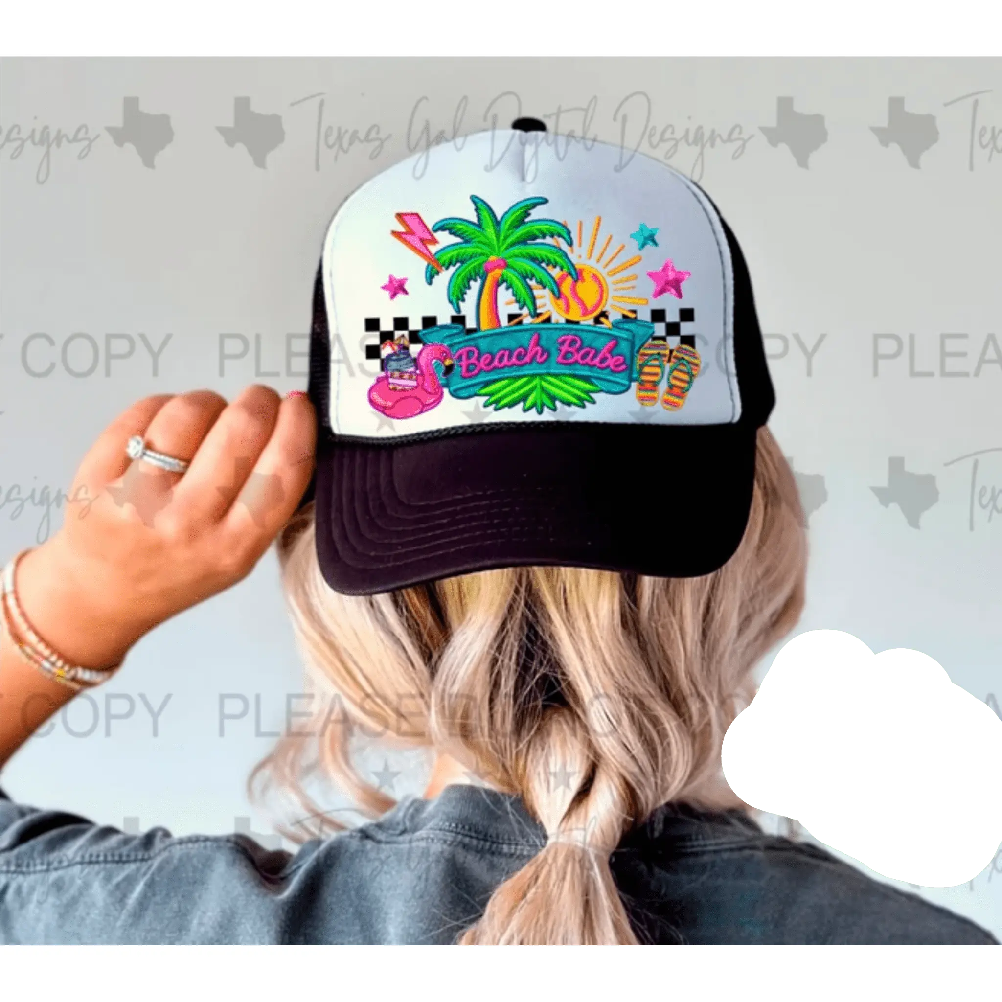 RTS BEACH BABE SUMMER DTF DIRECT TO FILM transfers HAT SIZE (HAT NOT INCLUDED) 32-B