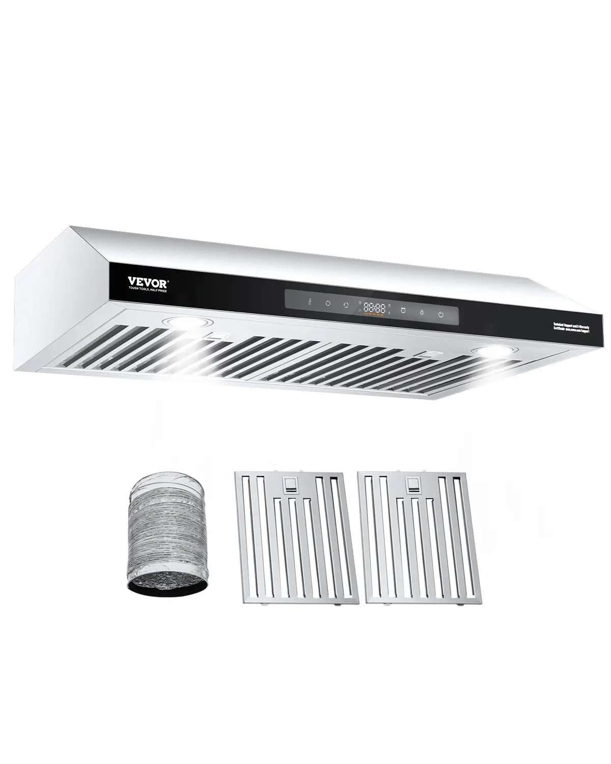 【summerfinds】VEVOR Under Cabinet Range Hood, 30 Inch Kitchen Vent Hood, 900CFM Dual Motors Stainless Steel Stove Hood, with Gesture & Touch Control, LED Light, and 4-Speed Exhaust Fan