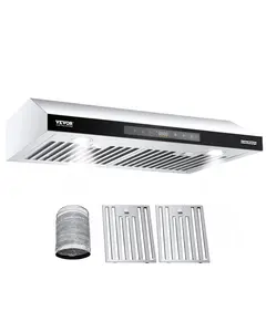 【fathersdaygift】VEVOR Under Cabinet Range Hood, 30 Inch Kitchen Vent Hood, 900CFM Dual Motors Stainless Steel Stove Hood, with Gesture & Touch Control, LED Light, and 4-Speed Exhaust Fan