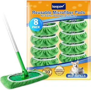 KEEPOW Reusable Green Cotton Pads for All 10 Inches Flat Mop (mop is not include)
