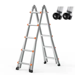 VEVOR Telescoping Ladder A Frame, Summervibes,Summervibes, 19 FT Compact Aluminum Extension Ladder, Multi-Function Portable Collapsible RV Ladder, Telescopic Ladder for Homework Stairs Indoor Outdoor Roof, 330lb Load