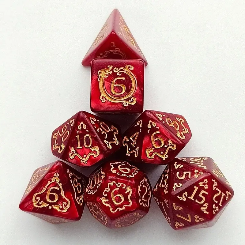 7-Piece Dragon Pattern Dungeons & Dragons Dice Set, Multi-Faced D4-D20 Dice for Tabletop Games, Ideal Gift for Birthdays and Holidays