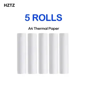 5 Rolls A4 Thermal Printer Paper, Portable A4 Print Roll, Compatible with Multiple A4 Thermal Printers, High Quality Printing Paper