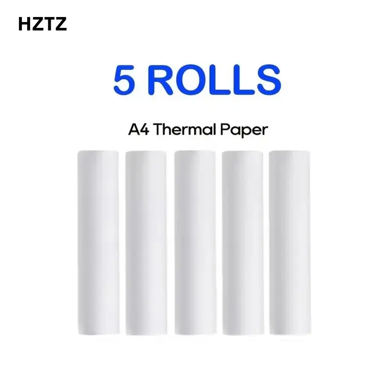 5 Rolls A4 Thermal Printer Paper, Portable A4 Print Roll, Standard Size, Compatible with Multiple A4 Thermal Printers, Compatibility, High Quality Efficient Printing Paper