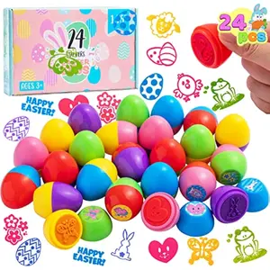 24 Pcs Easter Egg Stampers Toys for Easter Eggs Hunt Game, Basket Stuffers Fillers, Kids Gifts, Party Favor, Self Inking Stamp for Classroom Prize Supplies