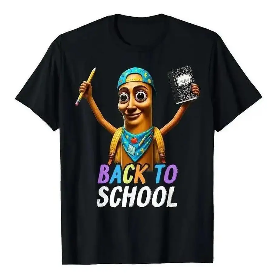 Unisex Tung Tung Tung Sahur Back to School T-Shirt | Funny Pencil and Notebook Student Graphic Tee | Absurd 3D Stickman Meme Clothes for Men Women