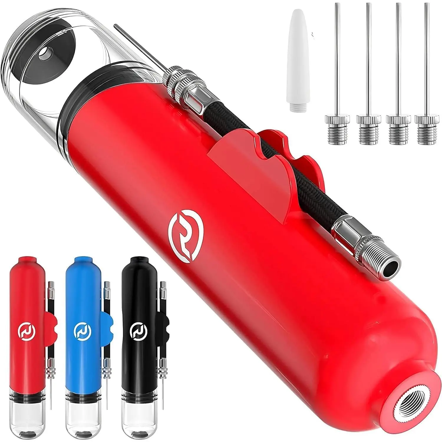Ball Pump for Sports Balls - 5 Needles - Basketball Pump, Soccer Ball Pump - Air Pump for Balls, Volleyball, Football Accessories Equipment - Hand Pump for Inflatables - Never Lose Pin with Holder