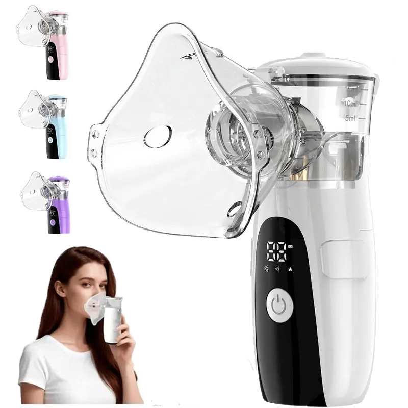 Portable Nebulizer USB-powered with Self-Cleaning Mode Quiet Operation Rechargeable Hand-held Smart Nebulizer for Home Use 5μm Ultra-Fine Mist 3 Smart Modes Family-friendly Skincare