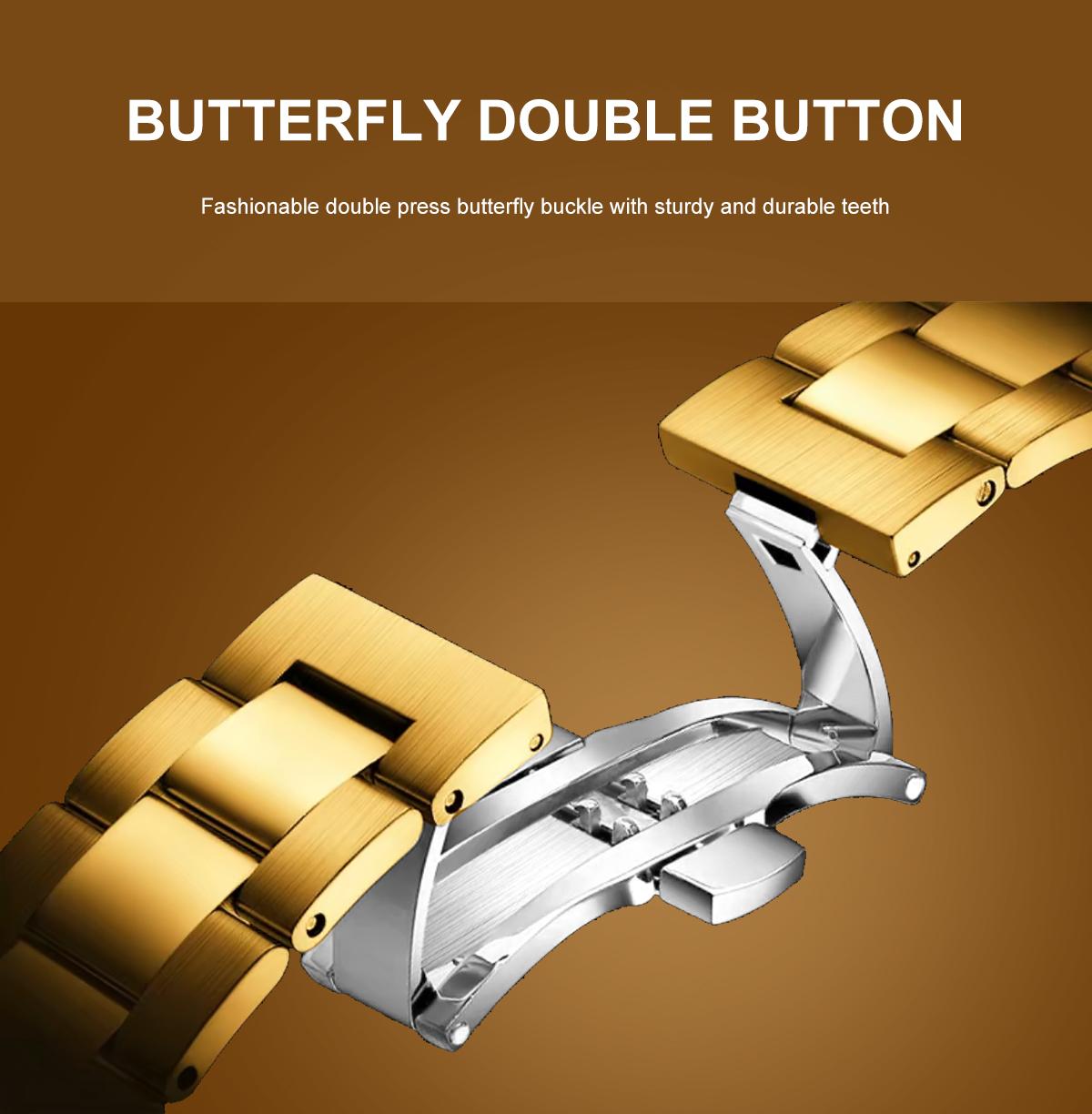 Ferhmen Men's Luxury Dress Watch, 41mm Gold Dial,Stainless Steel Band, Rotating Quartz Analog, relojhermoso, Waterproof & Lum, anniversary giftinous BigFace Wristwatch, Elegant Boss Style Watch