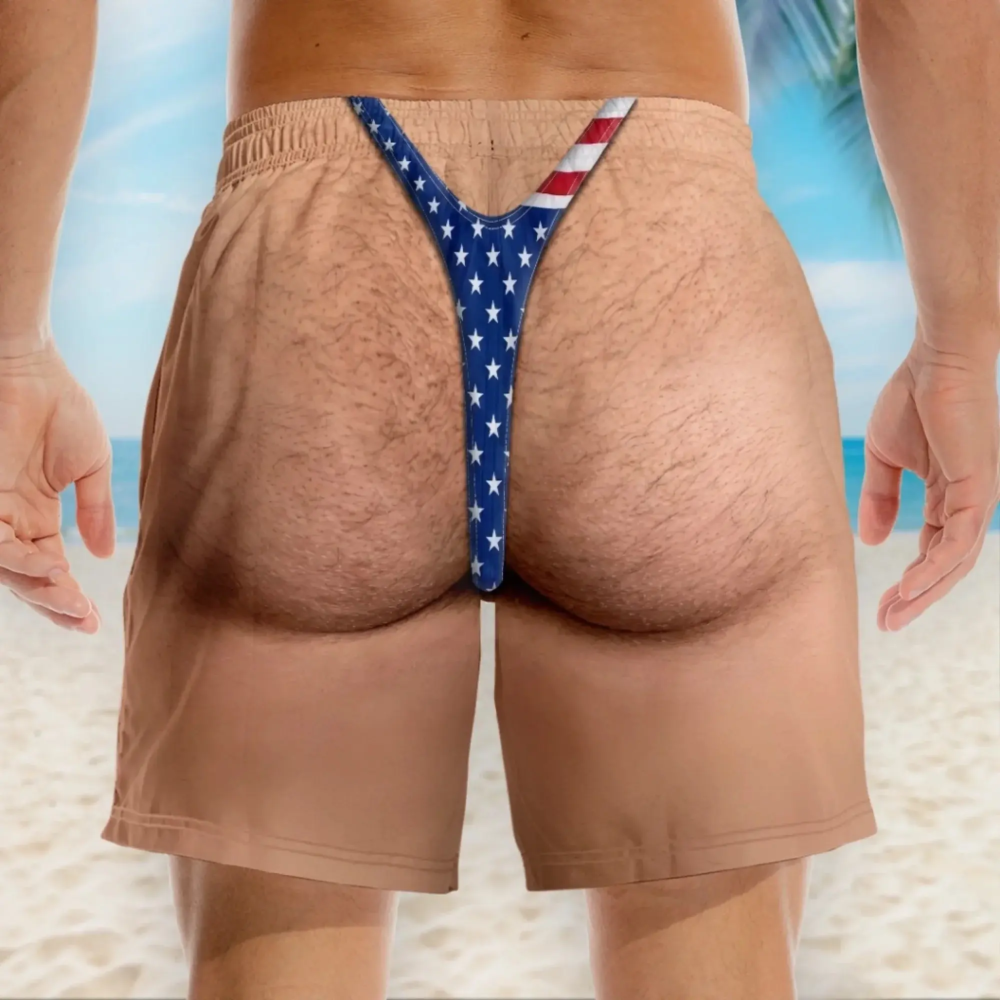 Custom Funny Patriotic Men Swim Trunks - Personalized Summer Vacation