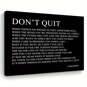 An Inspirational  Canvas Art Quotes Print - "Never Give Up" Motivational Wall Decor, Suitable for Living Room, Bedroom, Office - Perfect Gift for Her or Him, Bachelorette Party Decoration, Size 11.8x 15.7inch