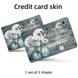 2 Credit Card Debit Card Skin Stickers, Adhesive Decals, Durable Adhesive Stickers, Ultra-Thin Matte Feel Waterproof Scratch-Resistant Durable Creative Colorful Patch for Small Chip Cards, Decorative Stickers