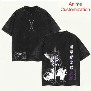 Retro Vintage Inosuke Hashibira - Demon Slayer Anime Double Printed Vintage Washed Tee Unisex Oversize Anime Manga Washed Heavyweight Cotton T-shirt, Gift For Anime Fan, Anime Lover