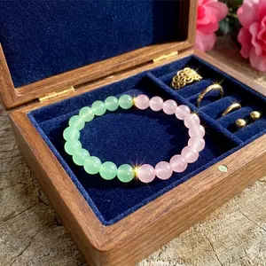 8mm Rose Quartz & Green Aventurine Half Half Stretch Bracelet Love Luck Crystal