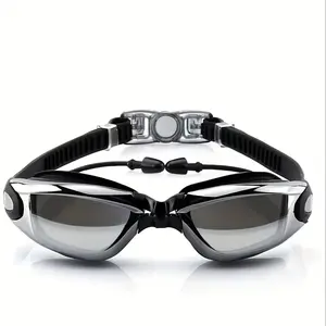 Racing goggles. Waterproof and fog-resistant swimming accessories, electroplated swimming goggles with prescriptions, adult silicone swimming goggles.