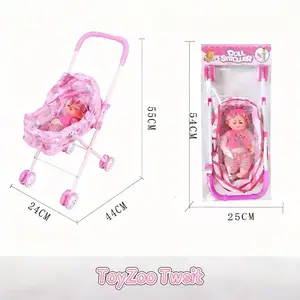 2026 New Arrival Realistic Baby Stroller Toy for Kids - Includes Free Blinking Doll, Washable Oxford Cloth, Flexible Joint Rotation, Perfect for Role-Play