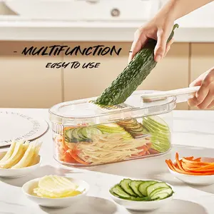New Multifunction Vegetable Cutter With Basket And Brush Portable Slicer Chopper Kitchen Tools Handy Chopping Utensils