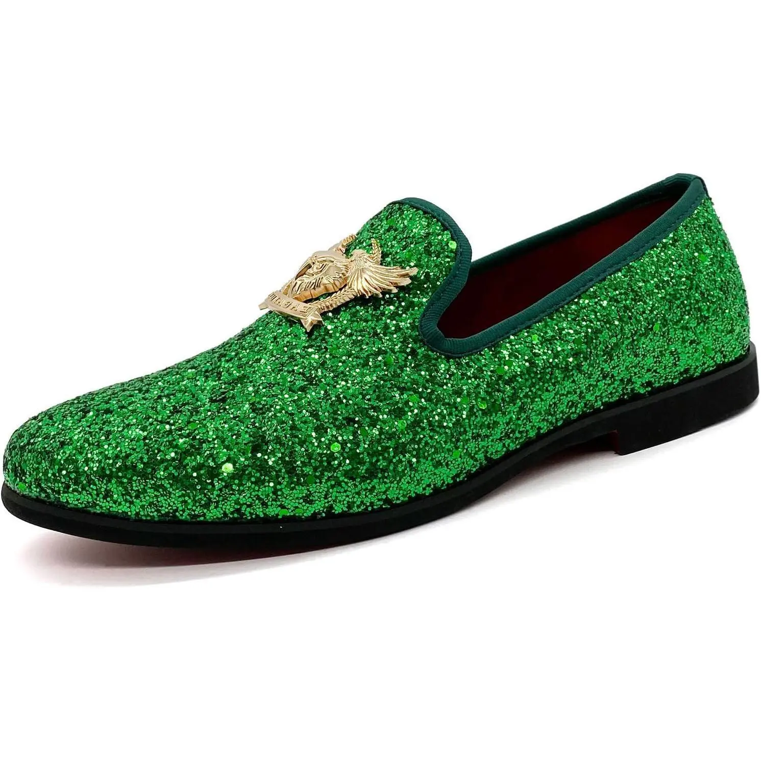 Men's Glitter Slip-On Loafers, Luxury Sparkle Chain Prom Dress Shoes with a Comfortable Round Toe for Parties & Weddings, Prom Shoes, Footwear, All Seasons, Classic, Crystal, Business, Casual, Luxury Dress Shoes