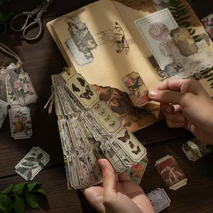 Vintage Retro Handmade Diary Adhesive Stickers Pack, Random Color Design, Ideal DIY Material for Creative Journaling & Scrapbooking