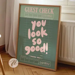 [Sale off up to 65%] [No frame, Free Ship] guest check prints trendy wall art sage green and pink aesthetic poster preppy wall art decor cute bathroom art trendy green printable art
