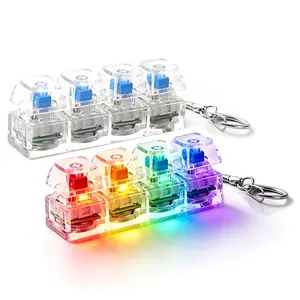 4 in 1 Keyboard Fidget Keychain Silent & Loud Button Clicker LED Glowing Finger Decompression Toy For Adults  For  Anxiety Stress Relief Gift Office Car Home Daily Use