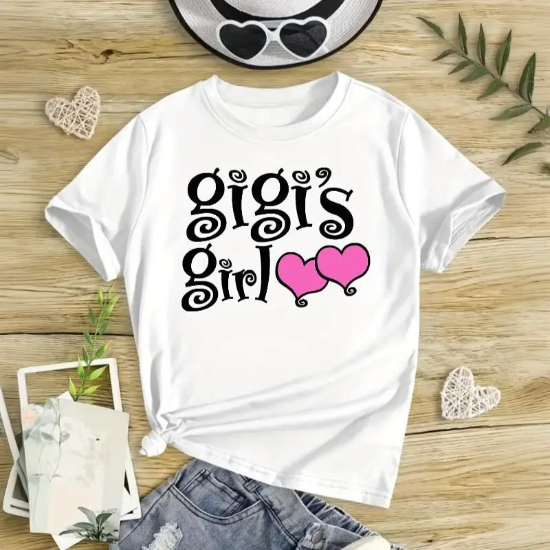 Girls' Classic Fitted Softie Cotton Tee - Short Sleeve, Round Neck Knitwear, Cute Cartoon Style Graphic T Shirts, Athletic, Cute Cartoon Clothes for 11-12y,13-14y Spring & Summer Casual Daily Wear Ideal Gift