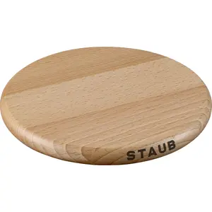 STAUB Magnetic Wooden Trivet, Round, Compatible with Cast Iron