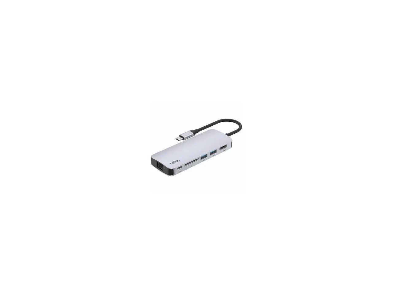 Belkin 6-Port USB-C Hub USB-C to 2xUSB-A, 1xUSB-C, 1xEthernet, 1x8K HDMI, 1xSD Reader Docking Station Grey Model AVC008FQSGY-V2